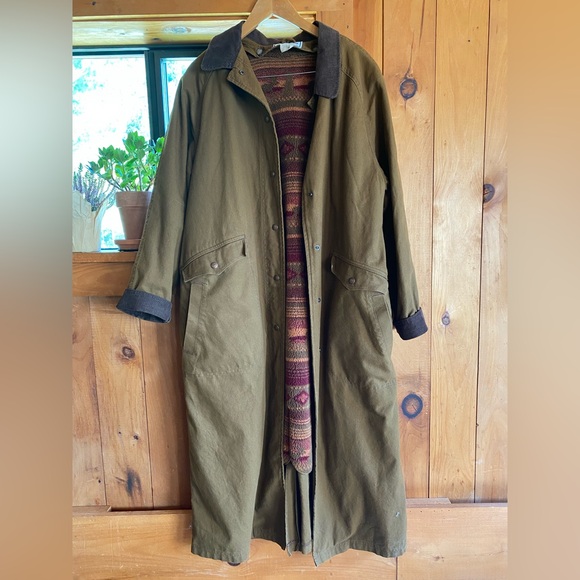 L.L. Bean Jackets & Blazers - L.L. Bean Olive Trench Coat with Dark Brown Collar